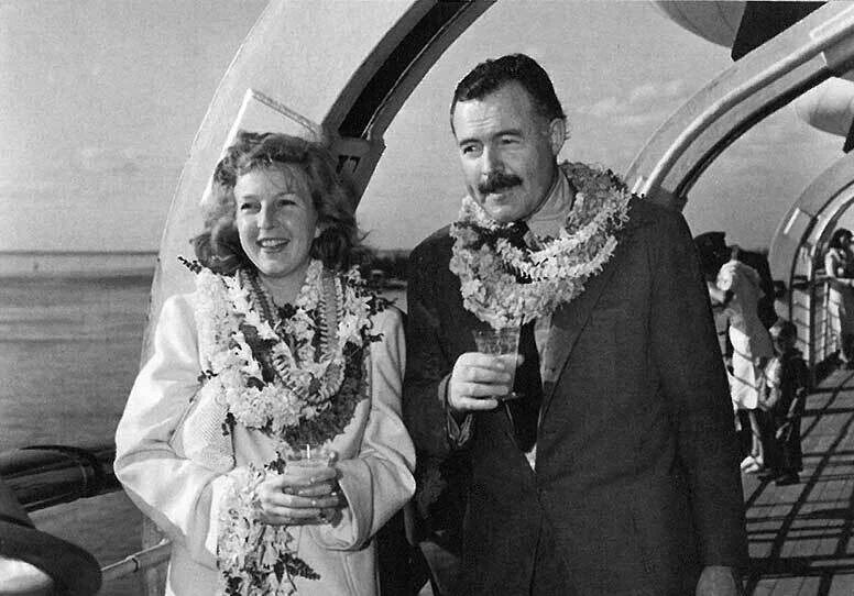 Ernest Hemingway with his third wife, Martha Gellhorn, aboard the SS Matsonia as it arrives in Hawaii in 1941, during their journey to China. Photo Credit: Ernest Hemingway Collection. John F. Kennedy Presidential Library and Museum, Boston.