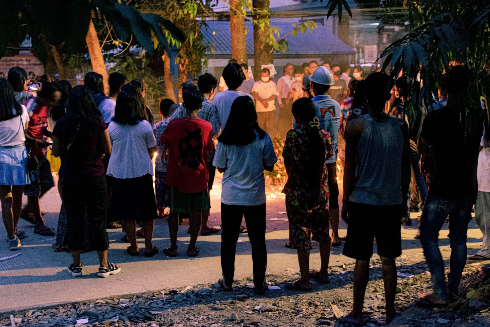 Protestors in Yangon, Myanmar