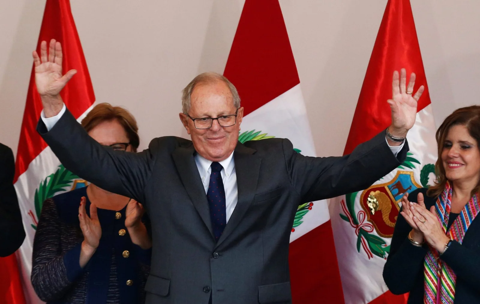 Peruvian presidential candidate Pedro Pablo Kuczynski, gives a speech to the press after Peru’s electoral office ONPE said that he won more votes than Keiko Fujimori in the country’s cliffhanger presidential election in his headquarters in Lima