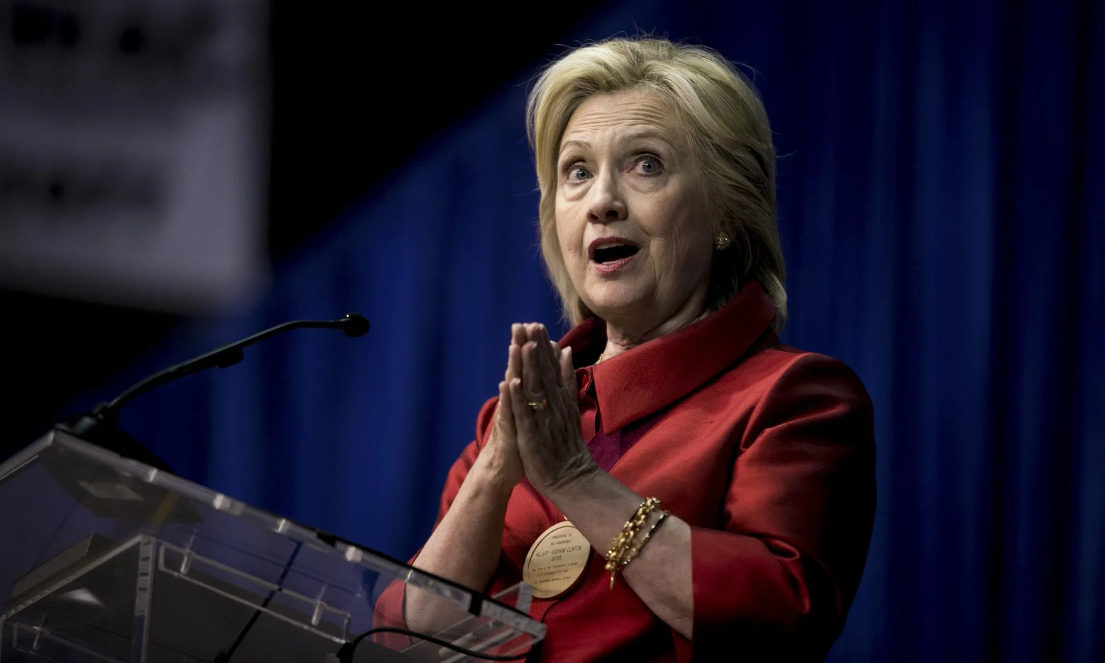 Hillary Rodham Clinton delivers an address on voting rights, at Texas Southern University in Houston.